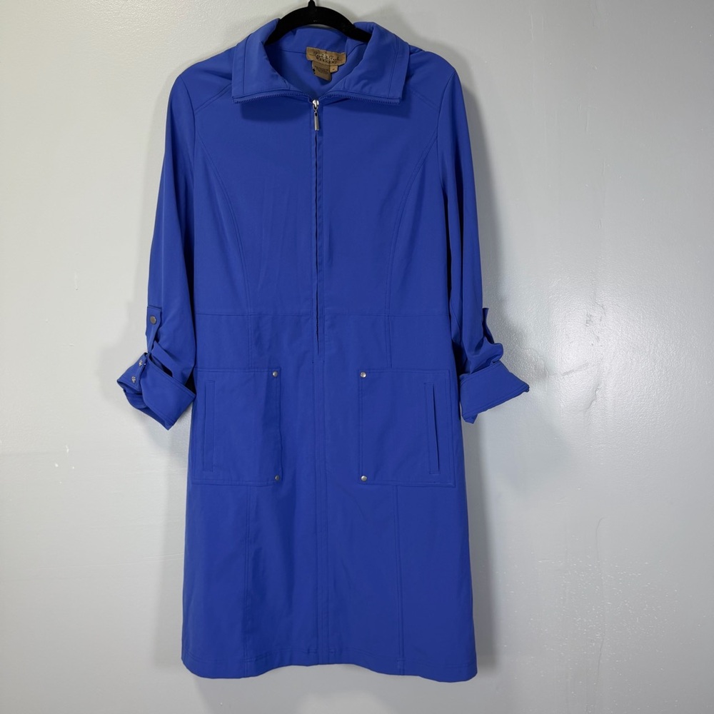 Peck & Peck Weekend Royal Blue Half Zip‎ Long Sleeve Dress Sz Medium